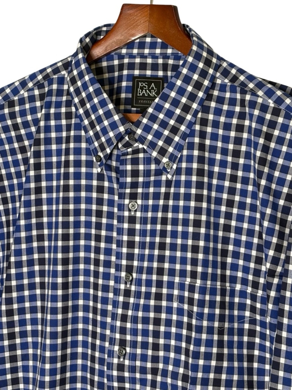 NWT Jos A Bank Traveler Collection Blue Gingham Check Dress Shirt • 2X • $100 - Picture 3 of 13